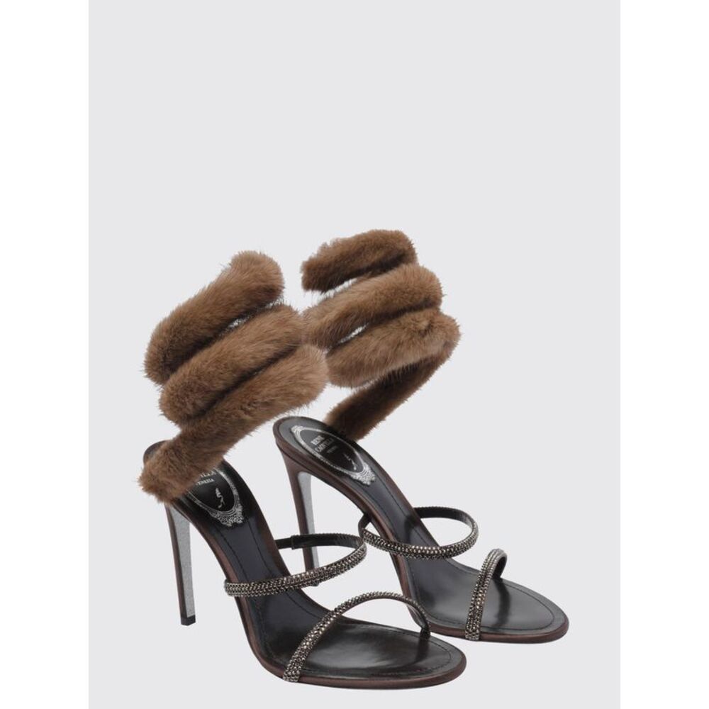 Rene Caovilla Lindsey Satin Sandals With Crystals And Stiletto Heel - Picture 2 of 3